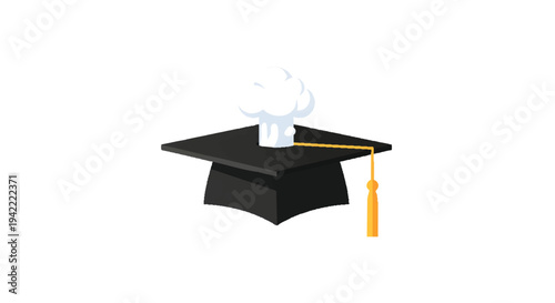 Graduation cap with diploma and tassel