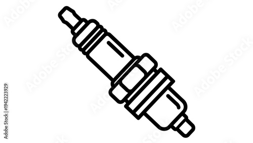 Minimalist vector outline icon depicting an automotive spark plug, an essential engine component crucial for efficient ignition and optimal vehicle combustion, presented in a clean, isolated graphic.