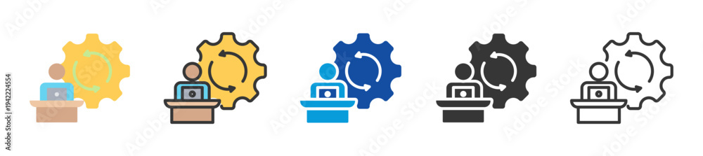 Fototapeta premium flexible work schedule icon set multi style various collection