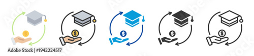 tuition reimbursement icon set multi style various collection