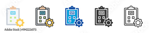 coding project management icon set multi style various collection