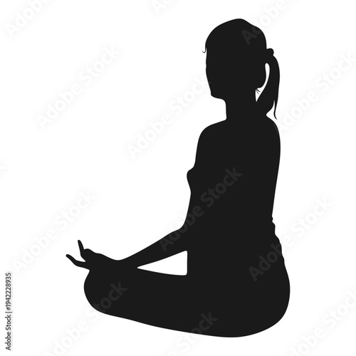 Silhouette vector design of a woman meditating eps 2