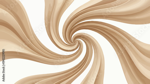 Beige Fabric Swirling in Spiral Motion.