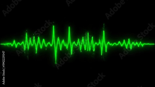 Green Sound Waveform Animation on Black Background.