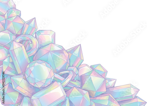 Pile of Iridescent Diamonds and Pearls.