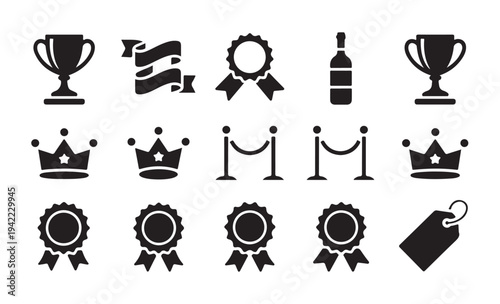 Icons depicting awards, recognition, and VIP access symbols for events and achievements