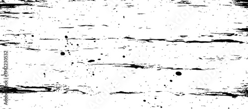 Black and White Grunge Distress Texture with Ink Splatter and Horizontal Scratches