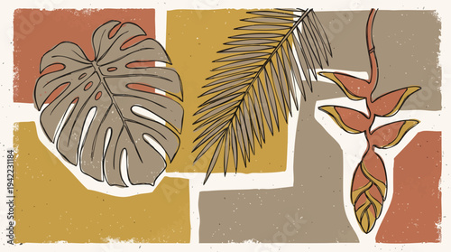 Tropical Leaves and Foliage Illustration.