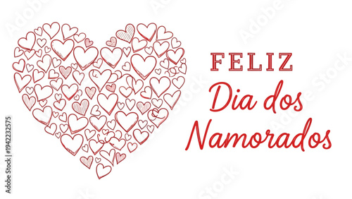 Beautiful illustration of red hearts forming a large heart, perfect for Valentine's Day greetings, symbolizing love and affection and romantic sentiments