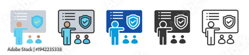 security training icon set multi style various collection