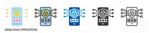 mobile security icon set multi style various collection