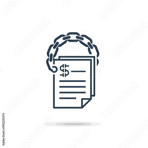 Financial Debt Obligation Icon Illustrates Monetary Constraint and Bill Payments Burden