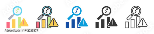 risk analysis icon set multi style various collection