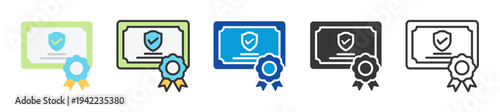 security certificate icon set multi style various collection