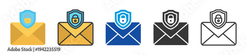email security icon set multi style various collection