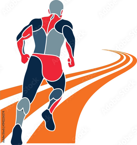 Runner in Motion Vector Illustration of Sprinting Athlete