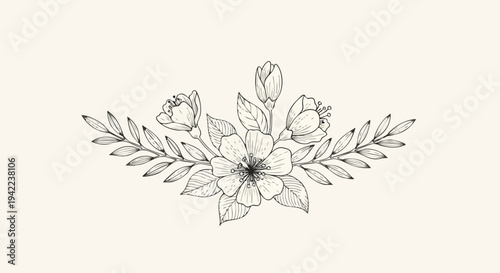 Elegant floral bouquet design with delicate flowers and leaves.