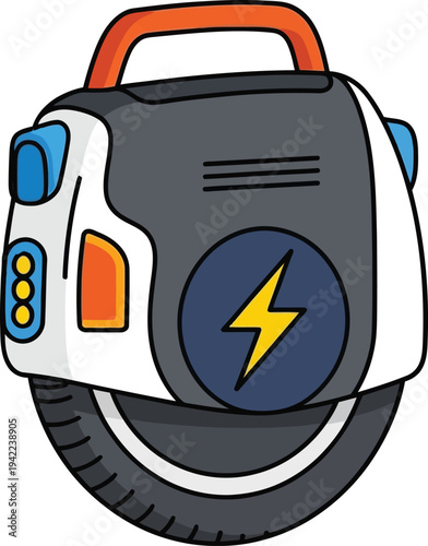Electric Monowheel Transportation Device Vector Illustration
