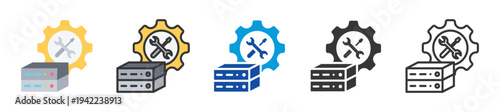 server management icon set multi style various collection