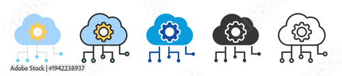 cloud infrastructure icon set multi style various collection