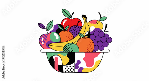 A vibrant bowl overflowing with a colorful assortment of fresh fruits.