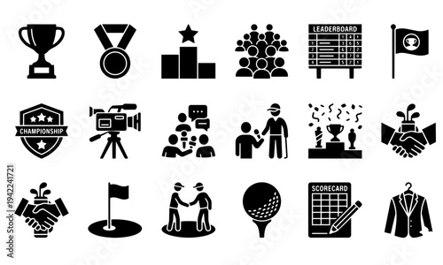 Golf and sports awards icon set