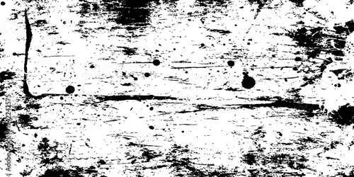 Vector black and white grunge texture overlay distressed background with scratches drops and rough weathered surface pattern