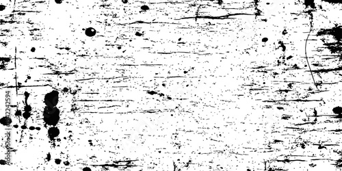 Vector Black and White Grunge Texture Overlay Distressed Wood Grain Effect with Ink Splatter and Scratches