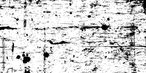 Black and White Grunge Texture Overlay Vector Distressed Background with Scratches and Ink Splatter Effect