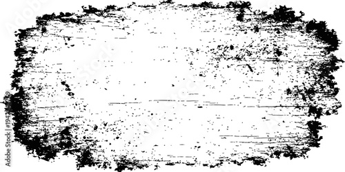 Distressed black rectangular grunge texture frame overlay vector background