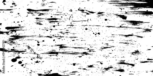 Monochrome Grunge Paint Splatter and Brush Stroke Distressed Texture Vector Background