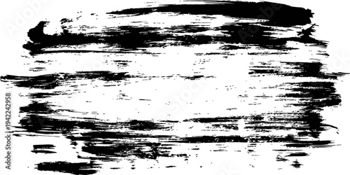 Horizontal Rough Black Paint Brush Stroke Distressed Grunge Texture Vector Element
