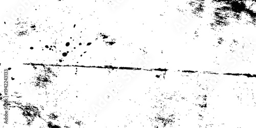 Black and white distressed grunge texture background with scratches and paint ink splatters