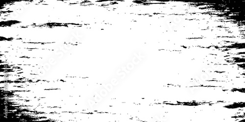 Black and White Horizontal Scratch Grunge Texture Overlay Vector Frame Distressed Rough Background
