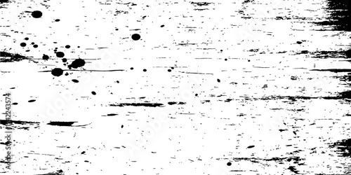 Black and White Grunge Distressed Texture Background Vector Overlay with Ink Splatter and Scratch Marks