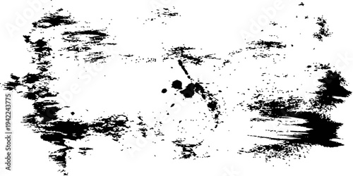 Black Grunge Brush Stroke Splatter Texture Vector Overlay Abstract Distressed Background Element