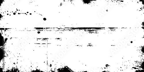 Black Grunge Distressed Frame Texture Vector Overlay with Splatter and Scratches Aged Damaged Border Design Element