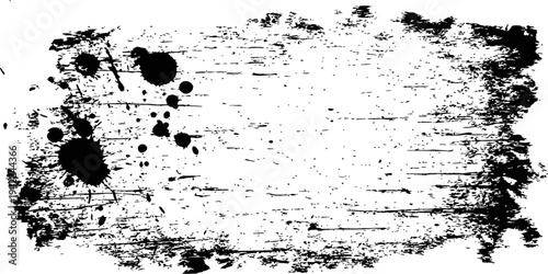 Distressed Grunge Vector Texture Background with Ink Splatters and Scratches Black and White Abstract Element