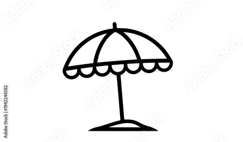 Summer beach umbrella silhouette vacation vector illustration