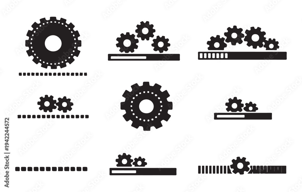 Obraz premium Gear and Divider Decorative Elements Set