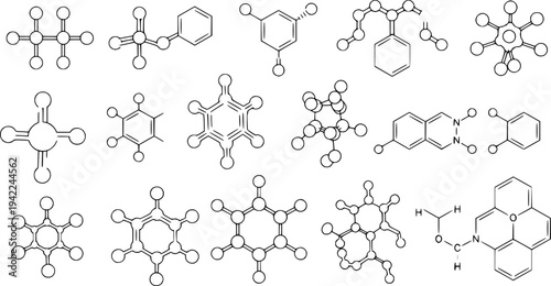 Molecule model or structure of the substance.
