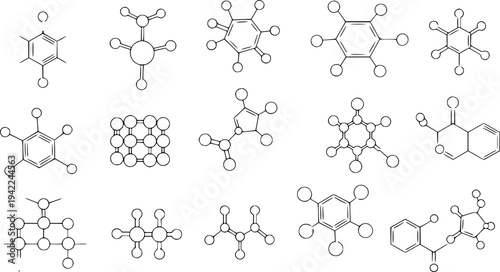 Molecule model or structure of the substance.
