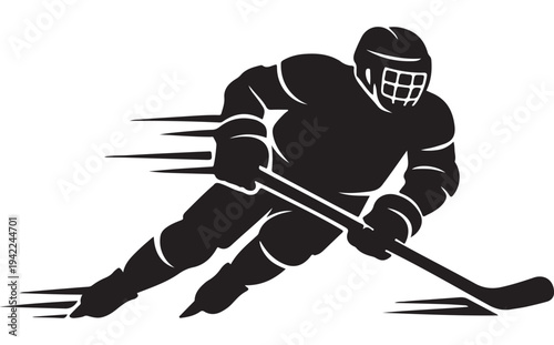  Ice Hockey Player Action Silhouette