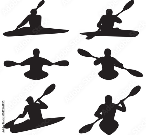 Kayaking Silhouette Collection Vector Set