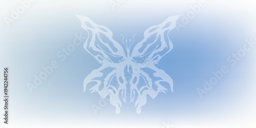 Abstract Glowing Butterfly Silhouette on a Soft Blue Gradient Background.