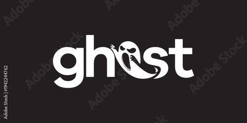 cartoon ghost halloween logo vector illustration template design