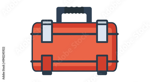 Orange Suitcase with Handle.