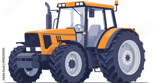 Orange Tractor Vehicle Illustration.