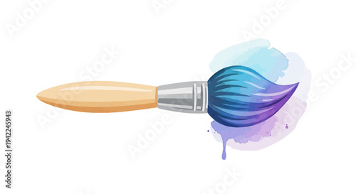 Paintbrush with Blue Paint.