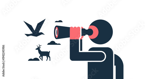 Person Looking Through Binoculars.